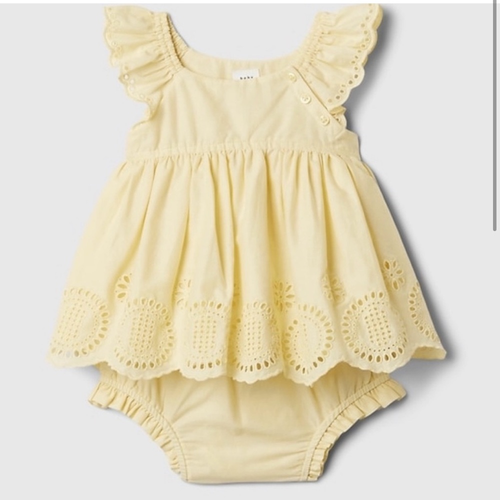 Baby Gap Dress with Bloomers - butter yellow
